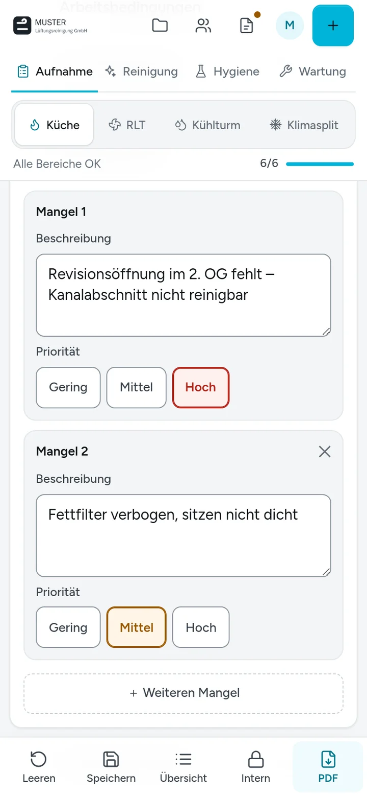 Am Handy: Mangel erfassen und Priorität setzen
